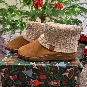 Cozy Knit Cuff Muk Luks Ankle Booties